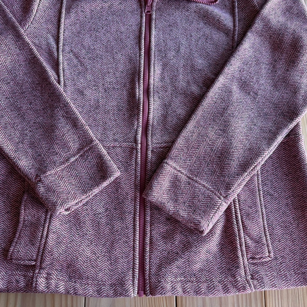 Lands' End Women's Pink Herringbone Full Zip Fleece Utility Jacket Size Large L - Picture 10 of 14